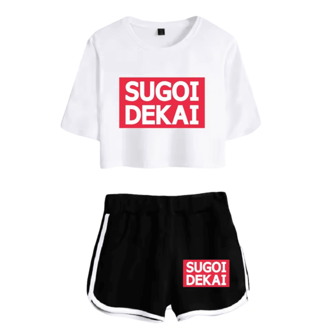 Anime Uzaki-Chan Wants To Hang Out! Sugoi Dekai White Top And Black Shorts Set