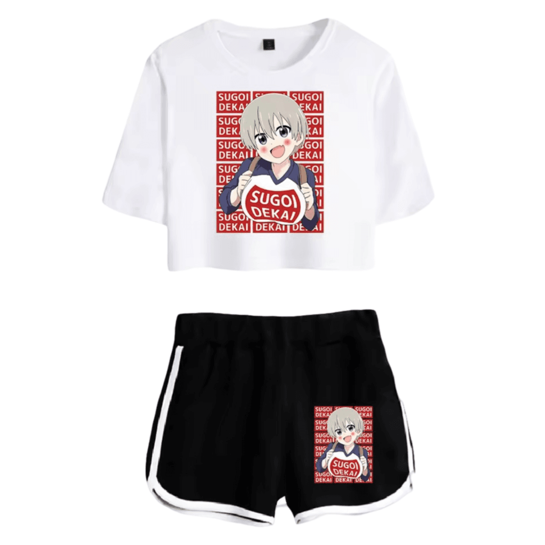 Uzaki-Chan Wants To Hang Out! Anime Hana Uzaki White Top And Black Shorts Set