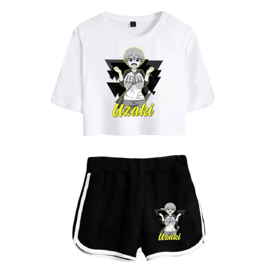 Uzaki-Chan Wants To Hang Out! Hana Uzaki Anime White Top And Black Shorts Set