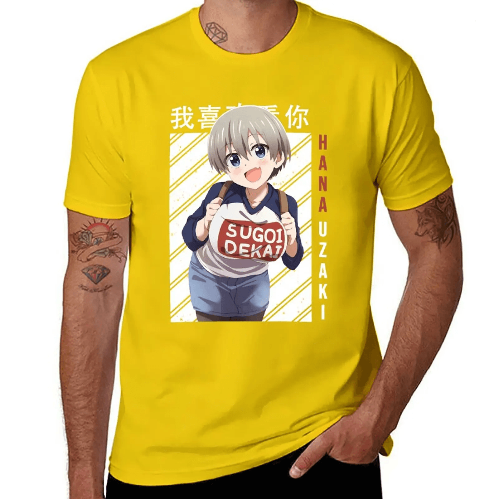 Anime Uzaki-Chan Wants To Hang Out! Hana Uzaki Short Sleeve T-Shirt For Men — detail 2