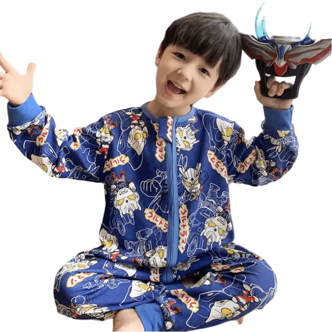 Anime Ultraman Children Blue Pajamas