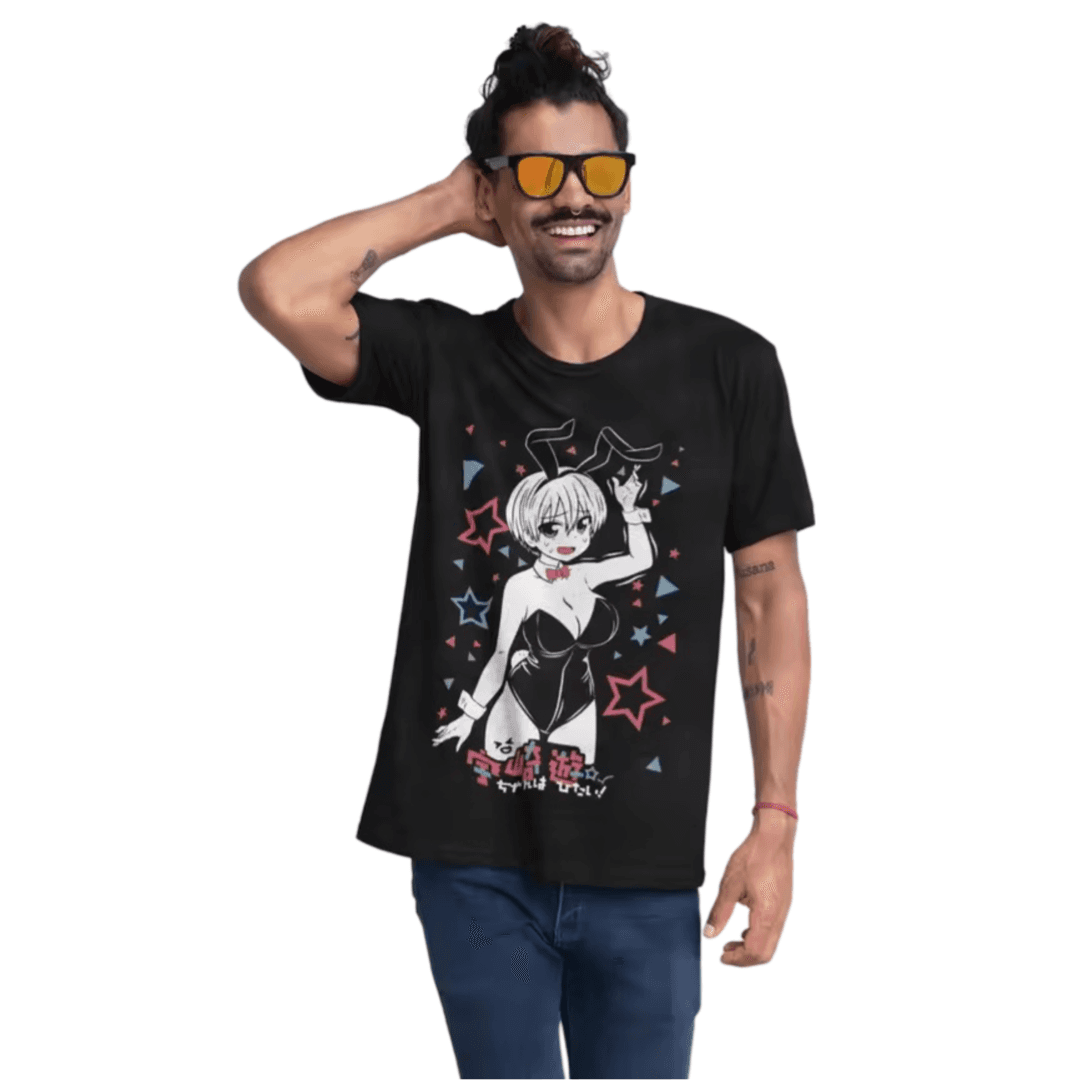 Anime Uzaki-Chan Wants To Hang Out! Hana Uzaki Bunny Black T-Shirt