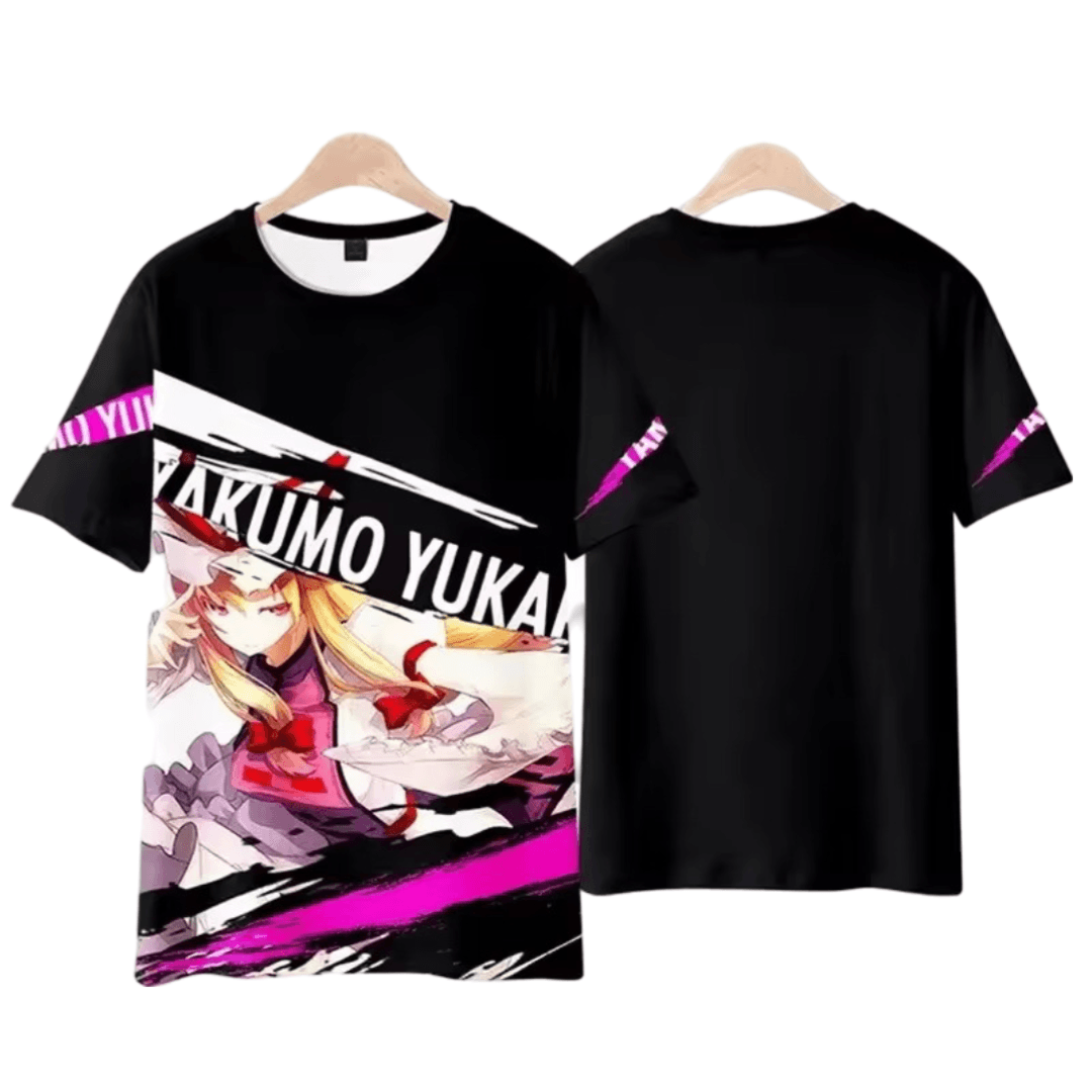 Anime Touhou Project Yukari Yakumo Printed Black T-Shirt