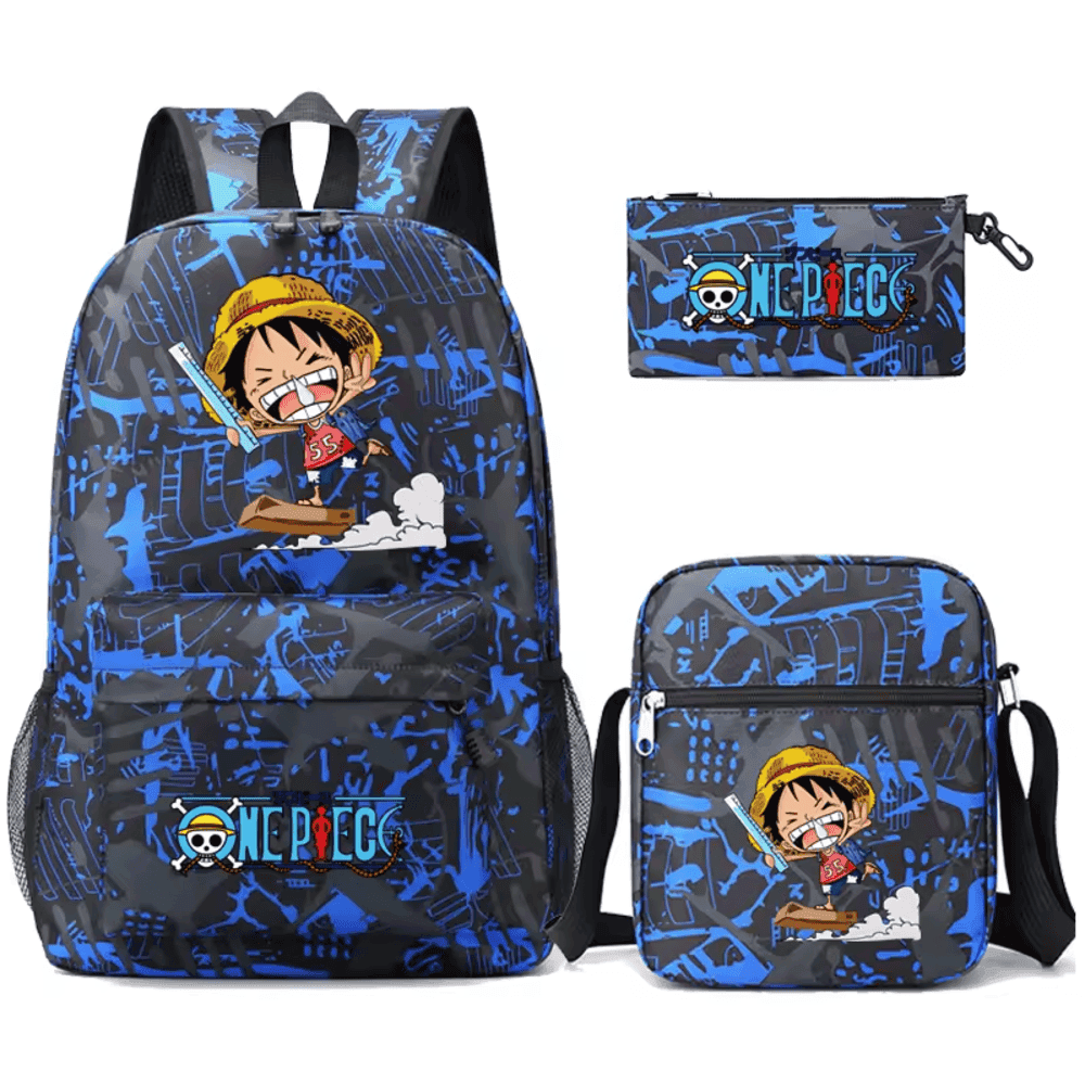 3 Pcs/Set Anime One Piece Little Monkey D. Luffy School Bag — detail 1