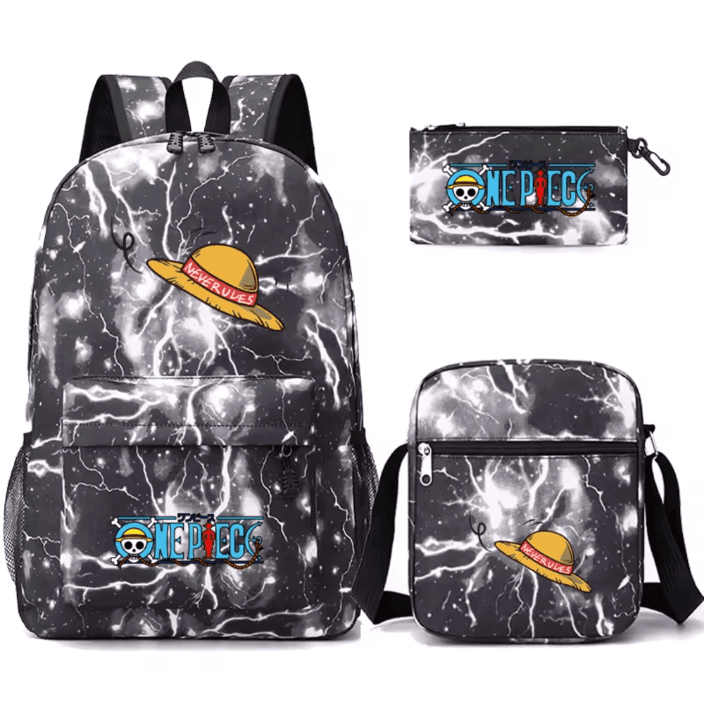 3 Pcs/Set One Piece Anime Straw Hat School Bag