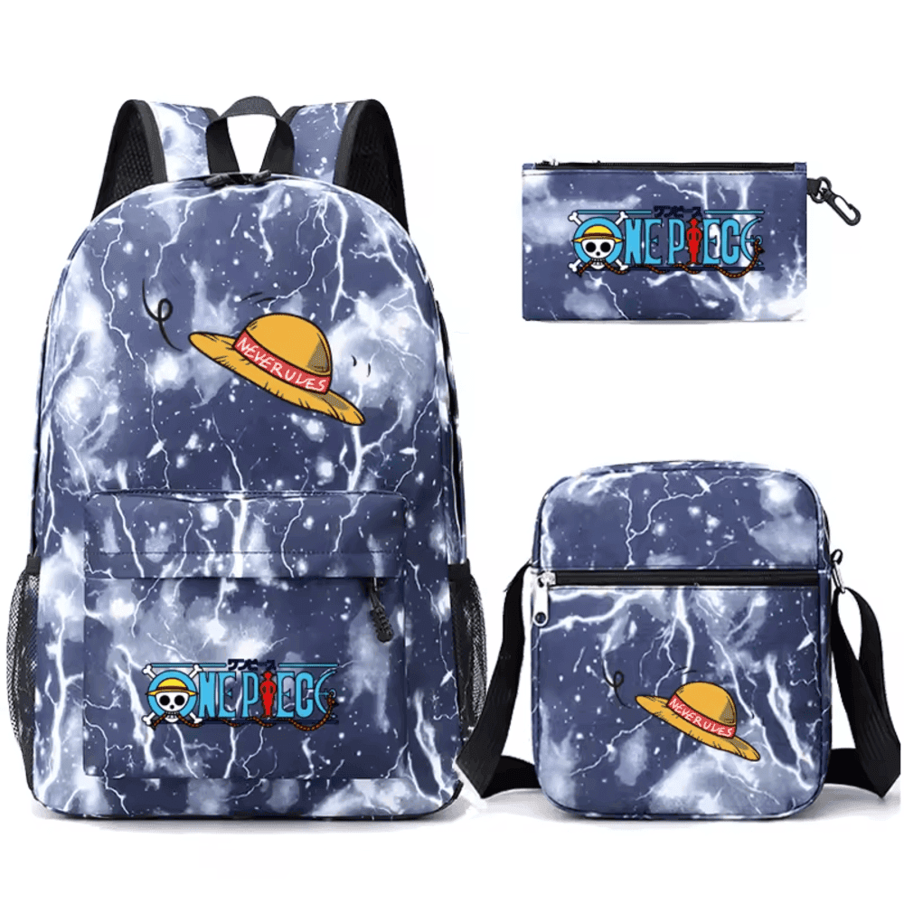 3 Pcs/Set One Piece Anime Straw Hat School Bag — detail 2