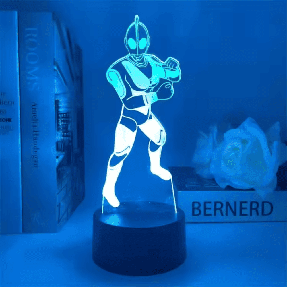 Anime Ultraman Blue LED Acrylic 3D Illusion Night Light