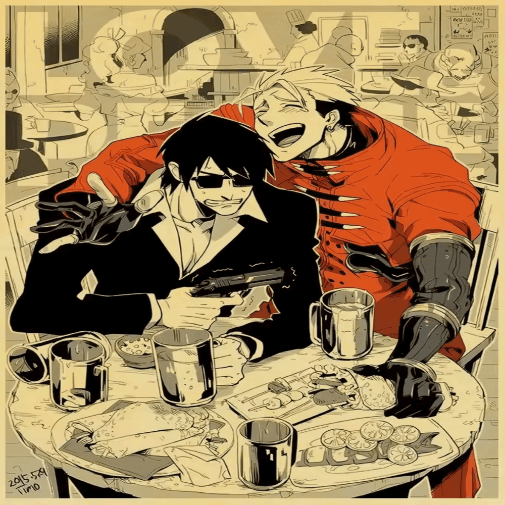 Trigun Anime Vash The Stampede And Nicholas D. Wolfwood  Poster Wall Art