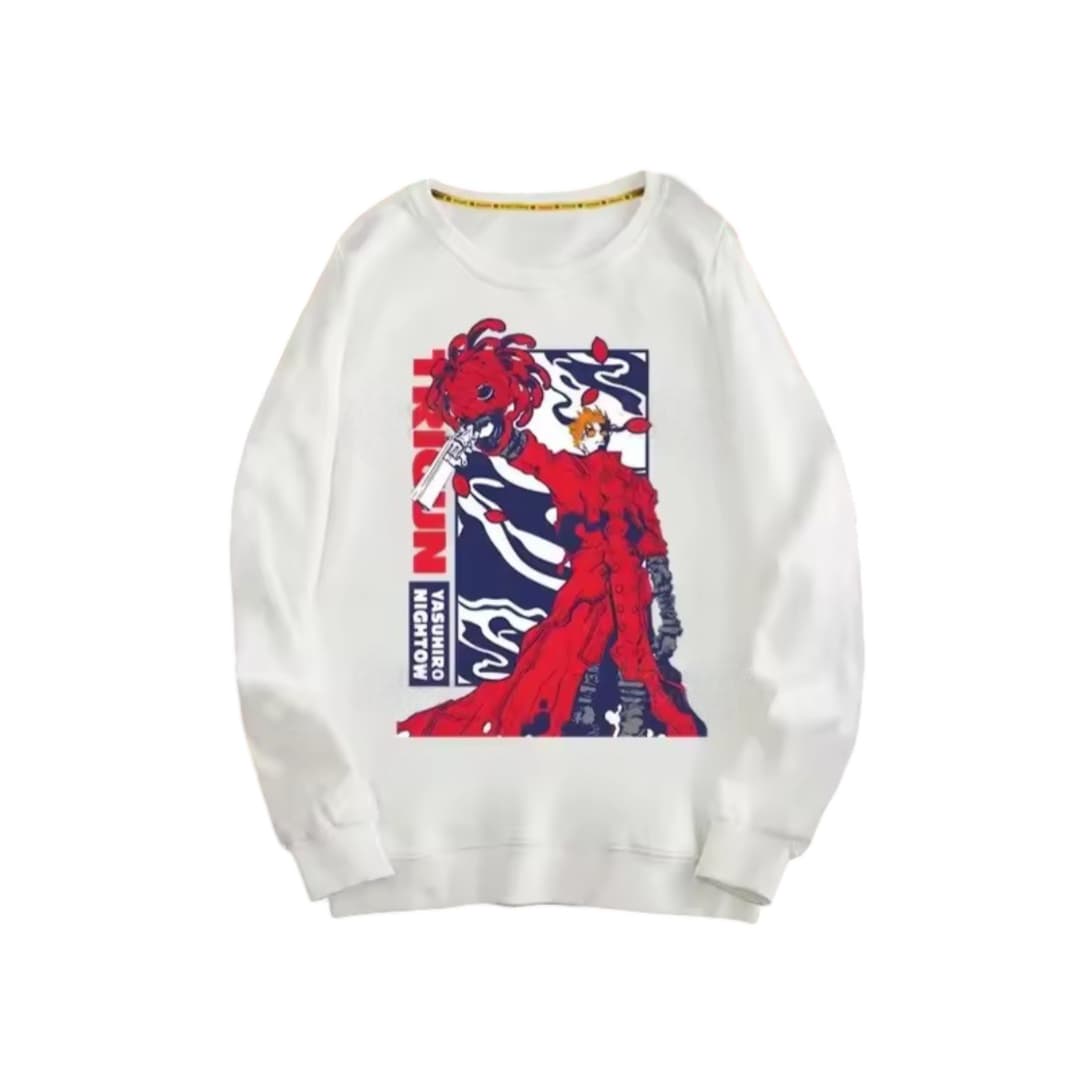 Anime Trigun Vash The Stampede Printed White Sweatshirt