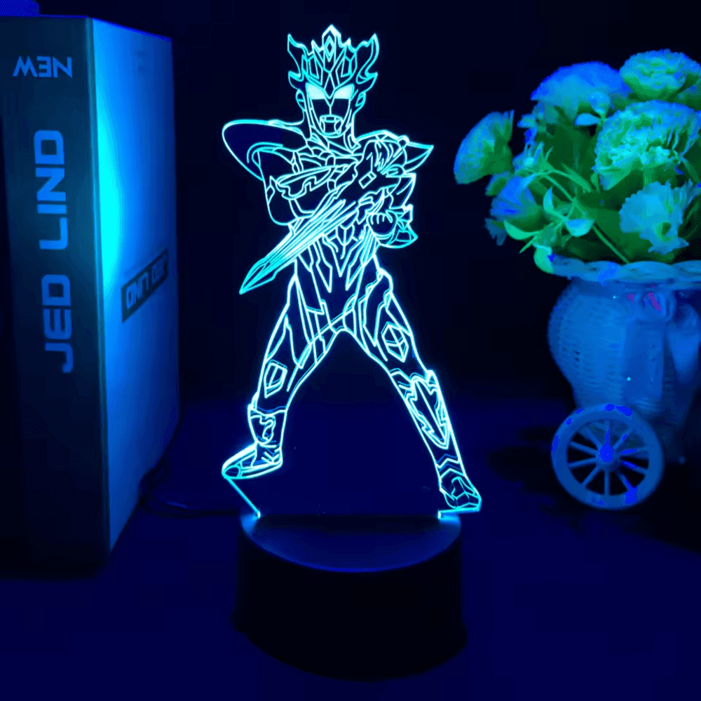 Anime Ultraman Zero Blue LED Acrylic 3D Illusion Night Light