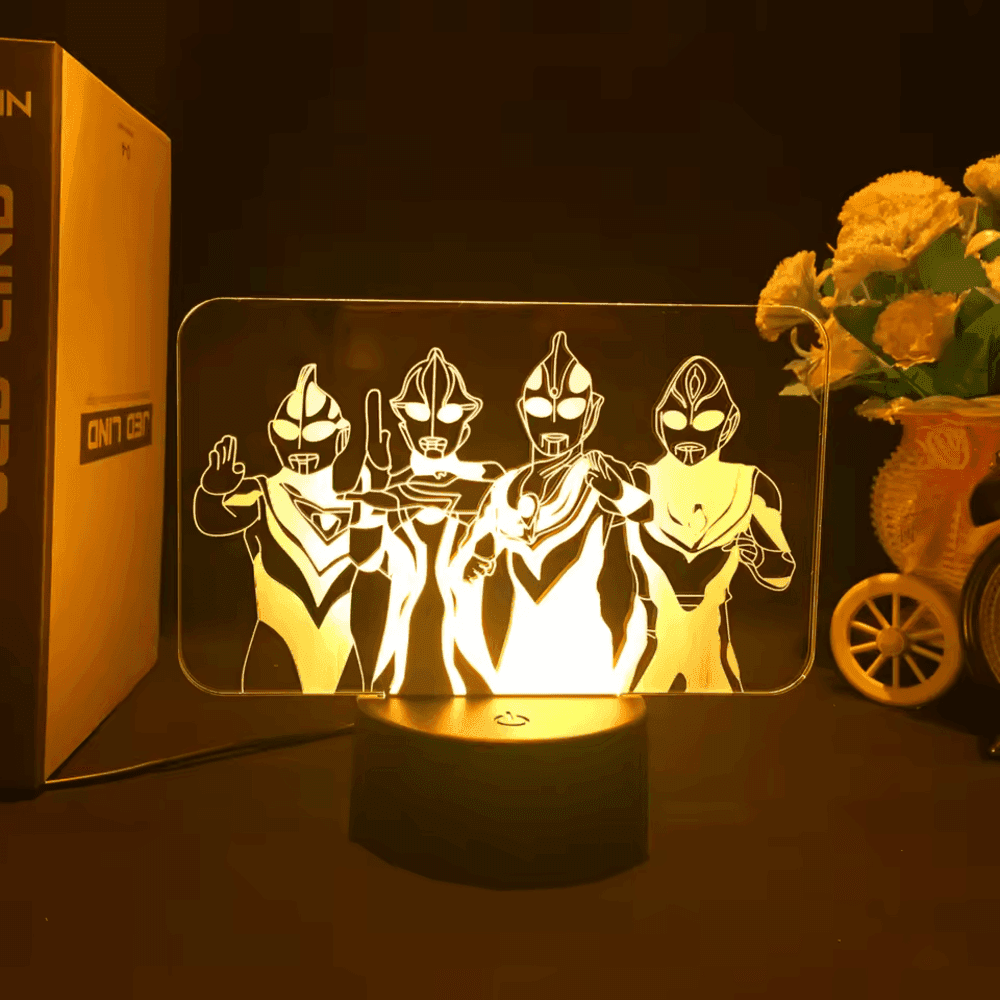 Anime Ultraman Character LED Acrylic 3D Illusion Night Light
