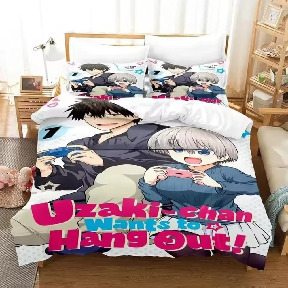 Anime Uzaki-Chan Wants To Hang Out! Shinichi Sakurai And Hana Uzaki Bedding Set