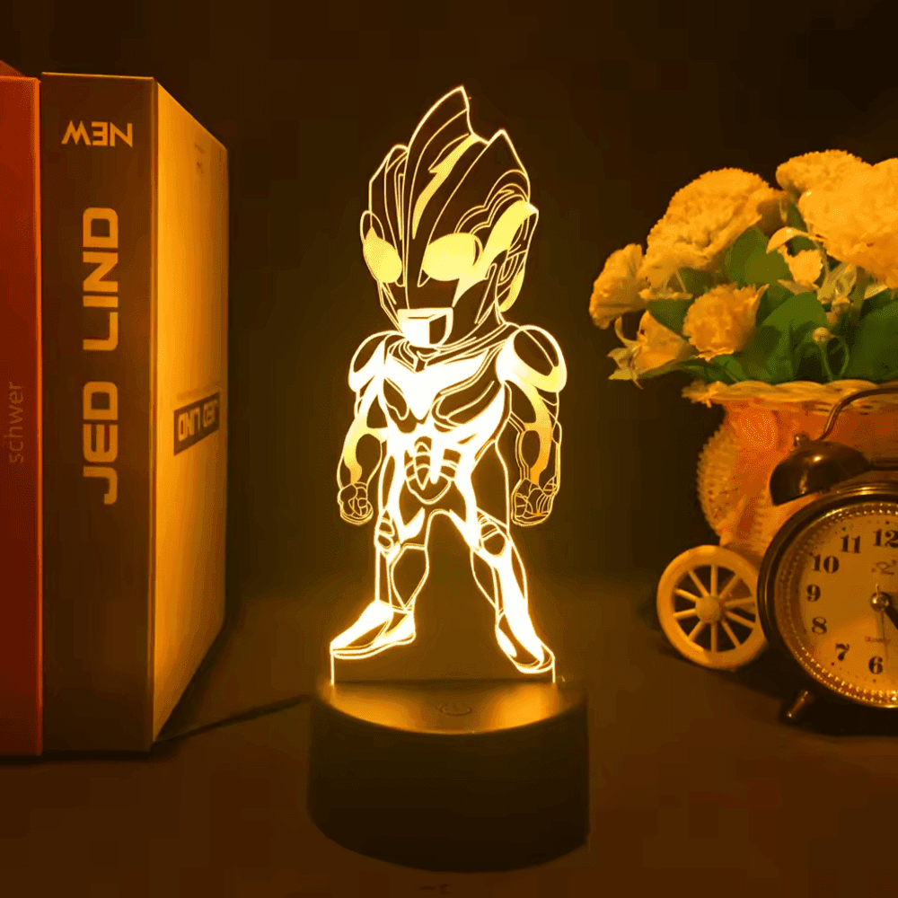 Anime Ultraman Tiga Yellow LED Acrylic 3D Illusion Night Light