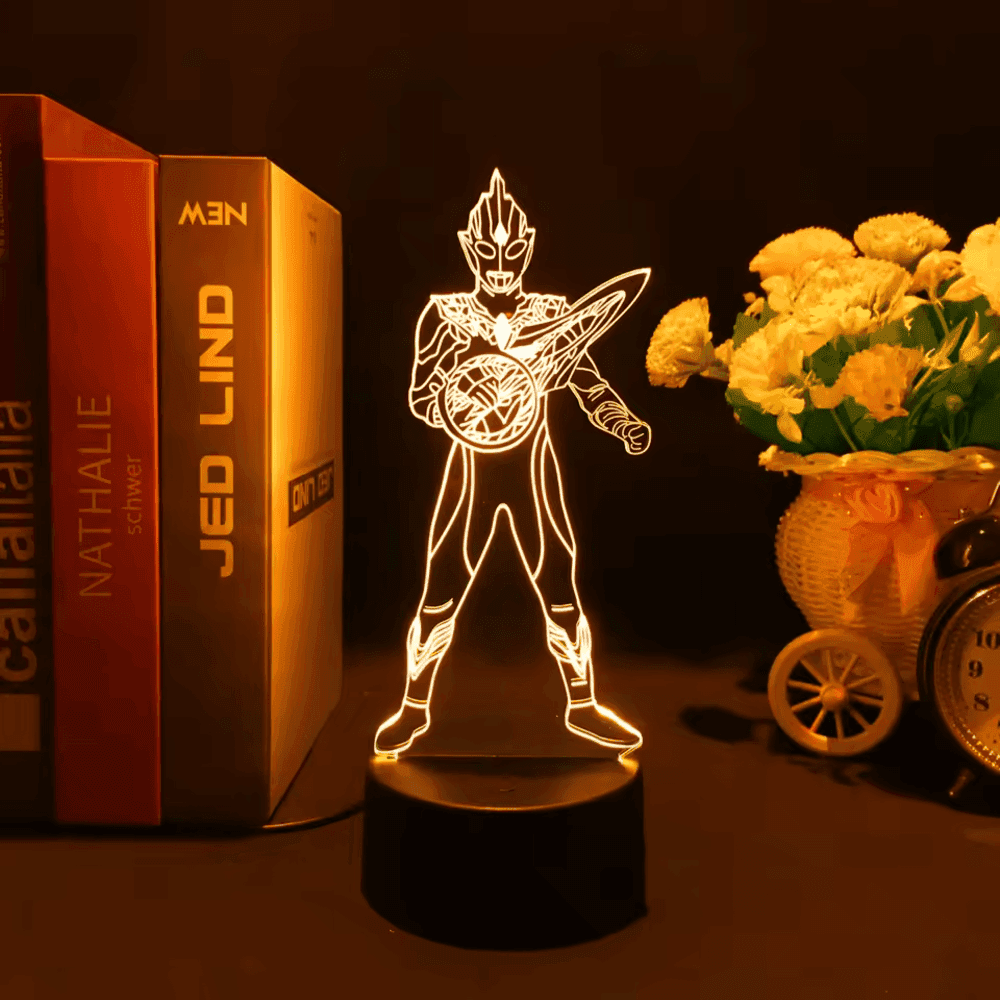 Anime Ultraman Tiga Yellow LED 3D Illusion Acrylic Night Light