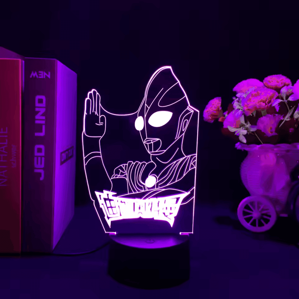 Anime Ultraman Tiga Pink LED Acrylic 3D Illusion Night Light