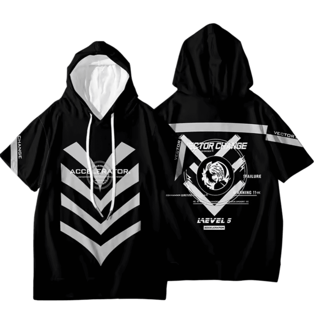 Anime A Certain Magical Index Accelerator Short Sleeve Black Hoodie