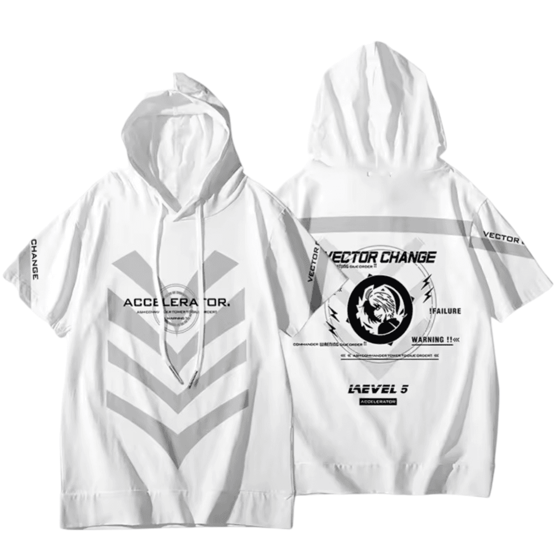Anime A Certain Magical Index Accelerator Short Sleeve White Hoodie