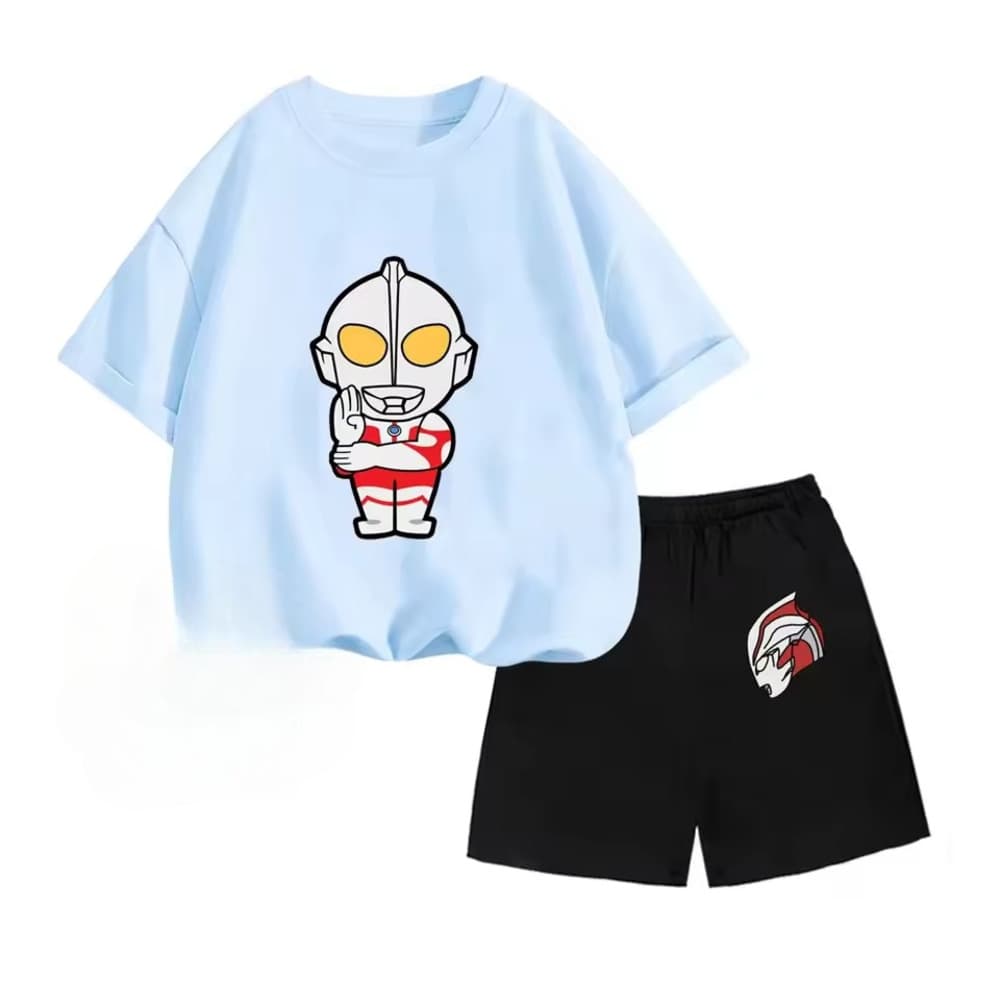 Ultraman Anime T-Shirt And Black Shorts Children Suit — detail 1