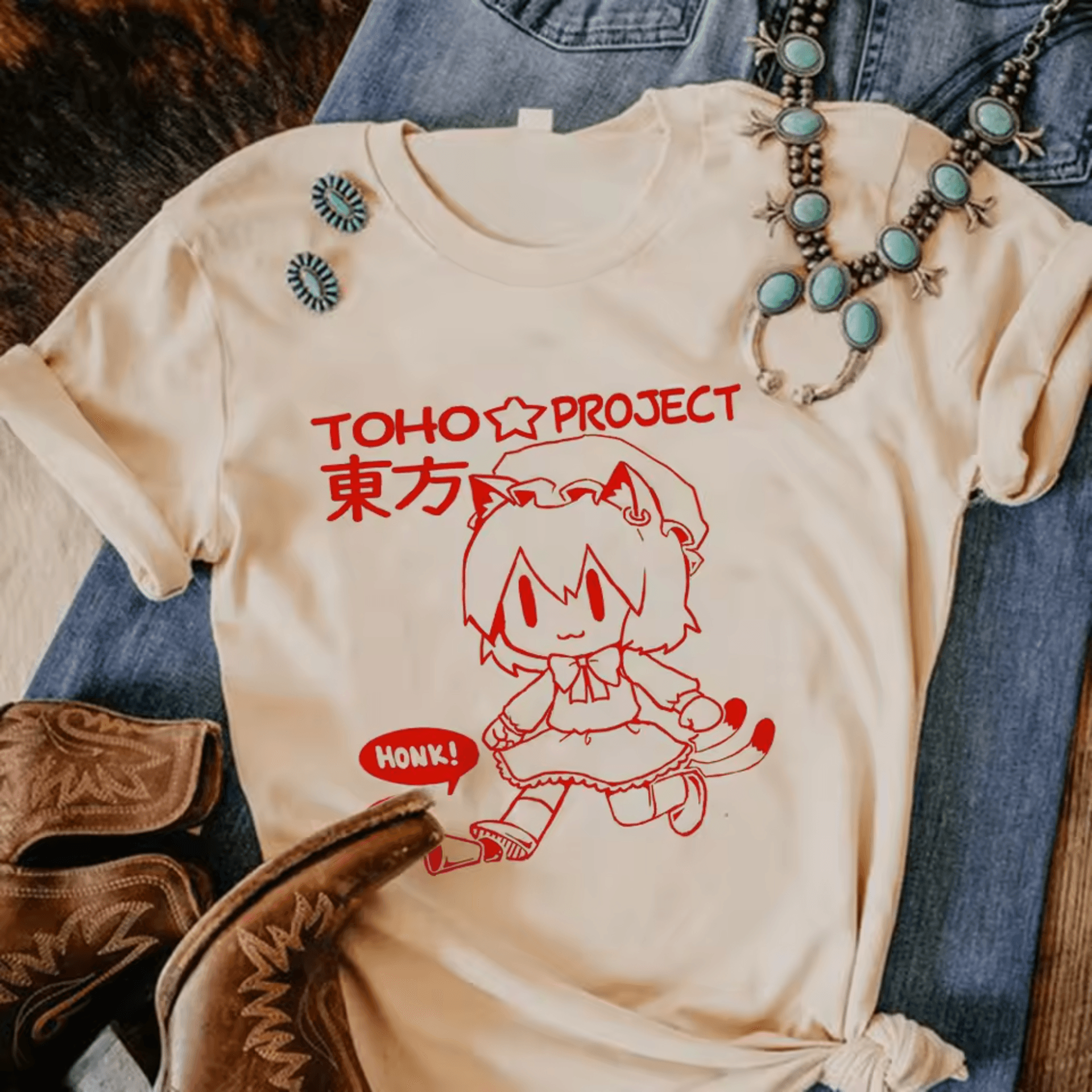 Touhou Project Chen Anime Print Cotton T-Shirt