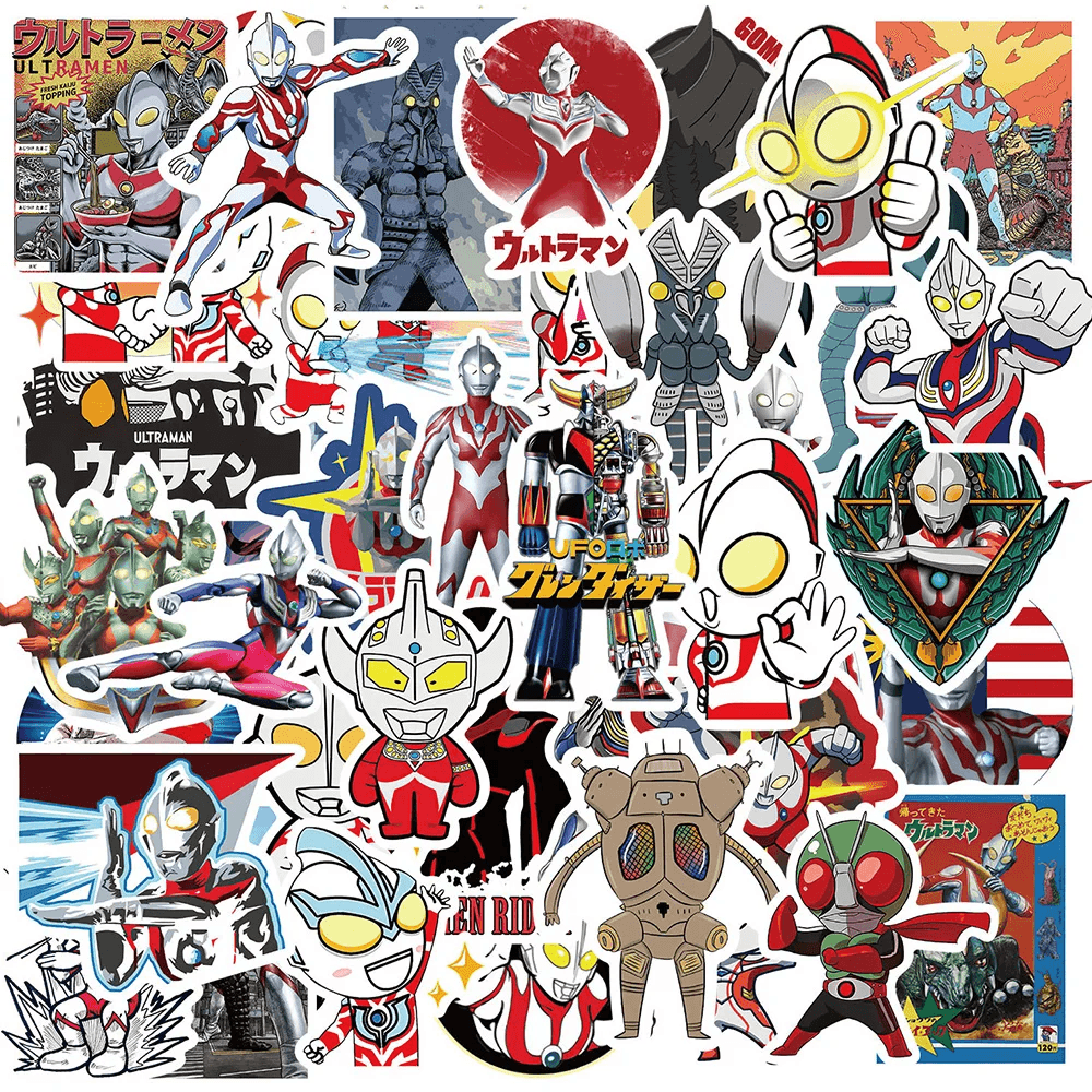 10Pcs Anime Ultraman Vs. Kamen Rider Waterproof Stickers