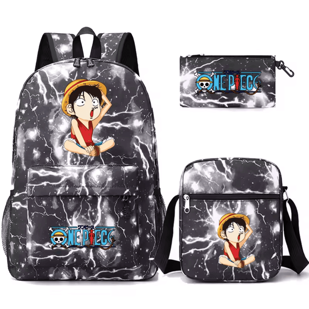 3 Pcs/Set One Piece Anime Luffy School Bag