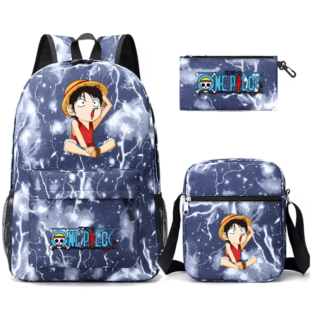 3 Pcs/Set One Piece Anime Luffy School Bag — detail 2