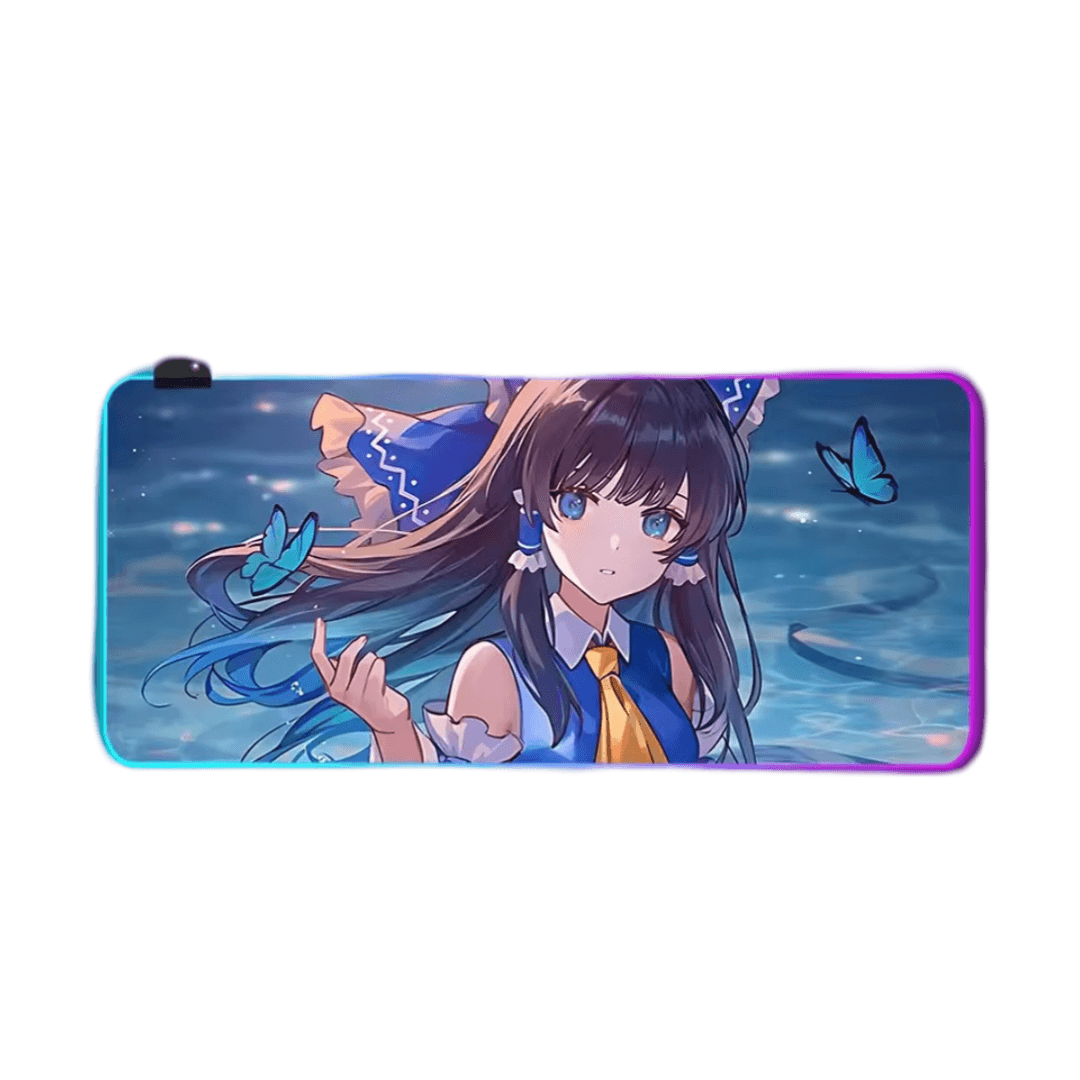 Anime Touhou Project Reimu Hakurei Blue LED Glowing Mouse Pad