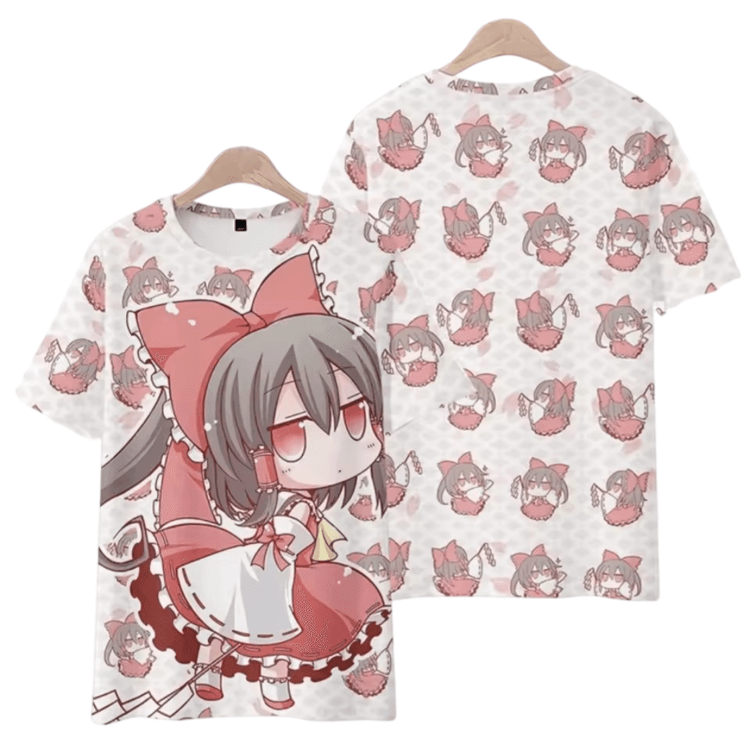 Anime Touhou Project Reimu Hakurei Printed Short Sleeve T-Shirt