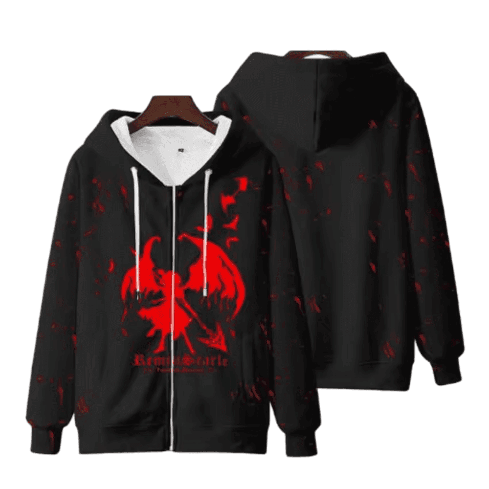 Anime Touhou Project Remilia Scarlet Zipper Black Hoodie