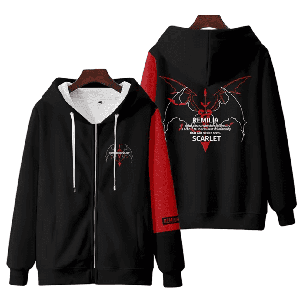 Anime Touhou Project Remilia Scarlet Printed Zipper Hoodie