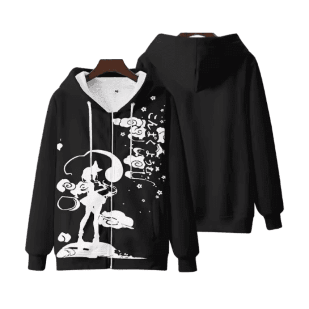 Anime Touhou Project Flandre Scarlet Zipper Black Hoodie