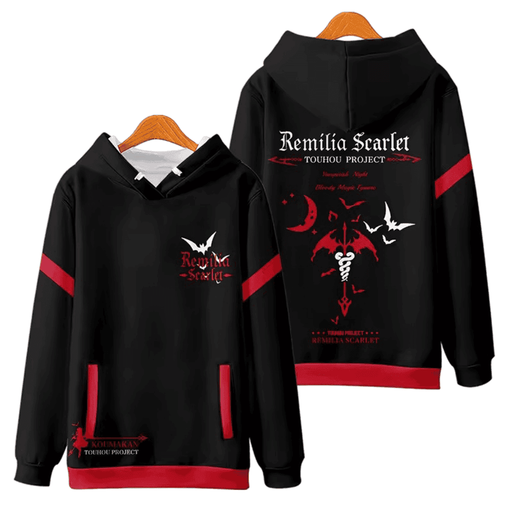 Anime Touhou Project Remilia Scarlet 3D Printed Black Hoodie