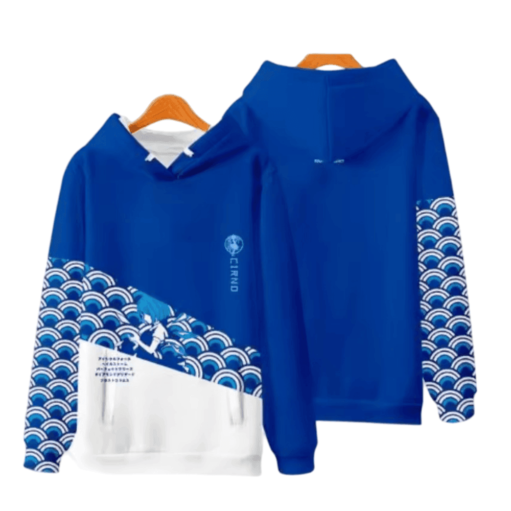 Anime Touhou Project Cirno Blue And White Casual Hoodie