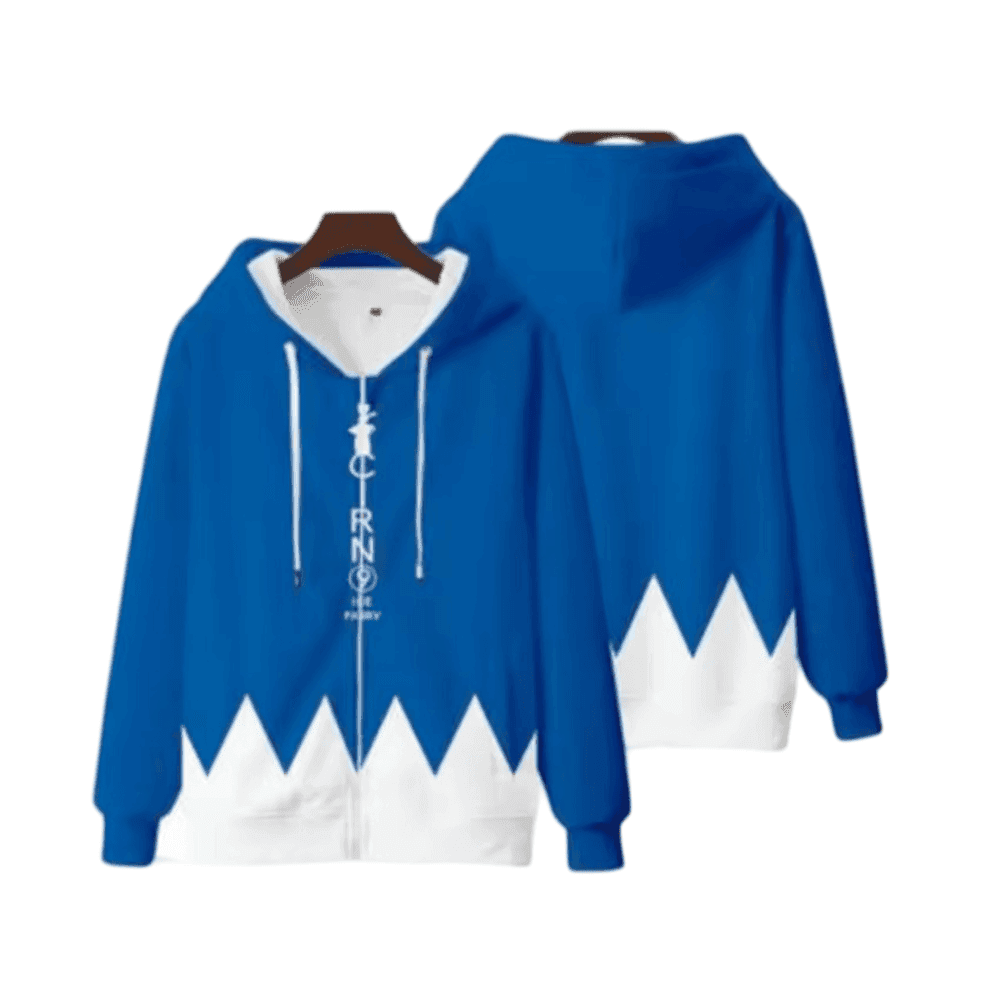 Anime Touhou Project Cirno Blue And White Zipper Hoodie