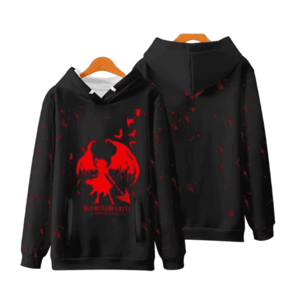 Anime Touhou Project Remilia Scarlet Printed Black Hoodie