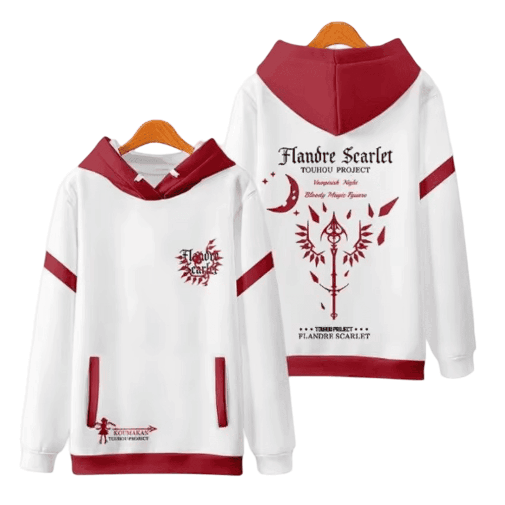 Anime Touhou Project Flandre Scarlet White And Red Hoodie