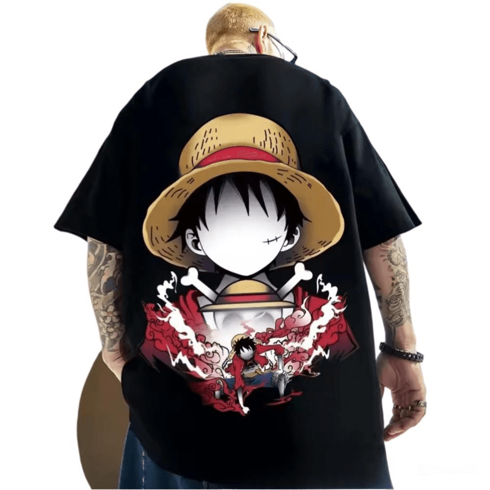 Anime One Piece Luffy Print Loose Fit T-Shirt