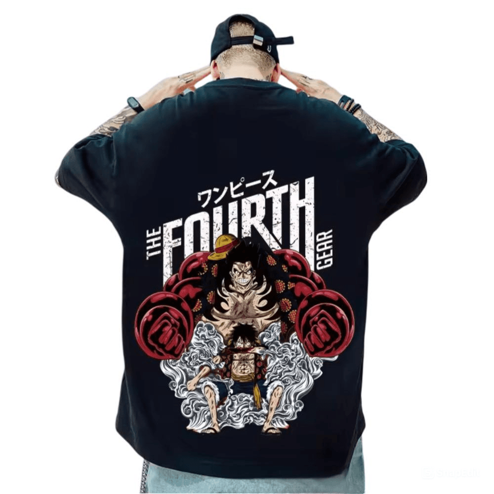 Anime One Piece The Fourth Gear Print Loose Fit T-Shirt