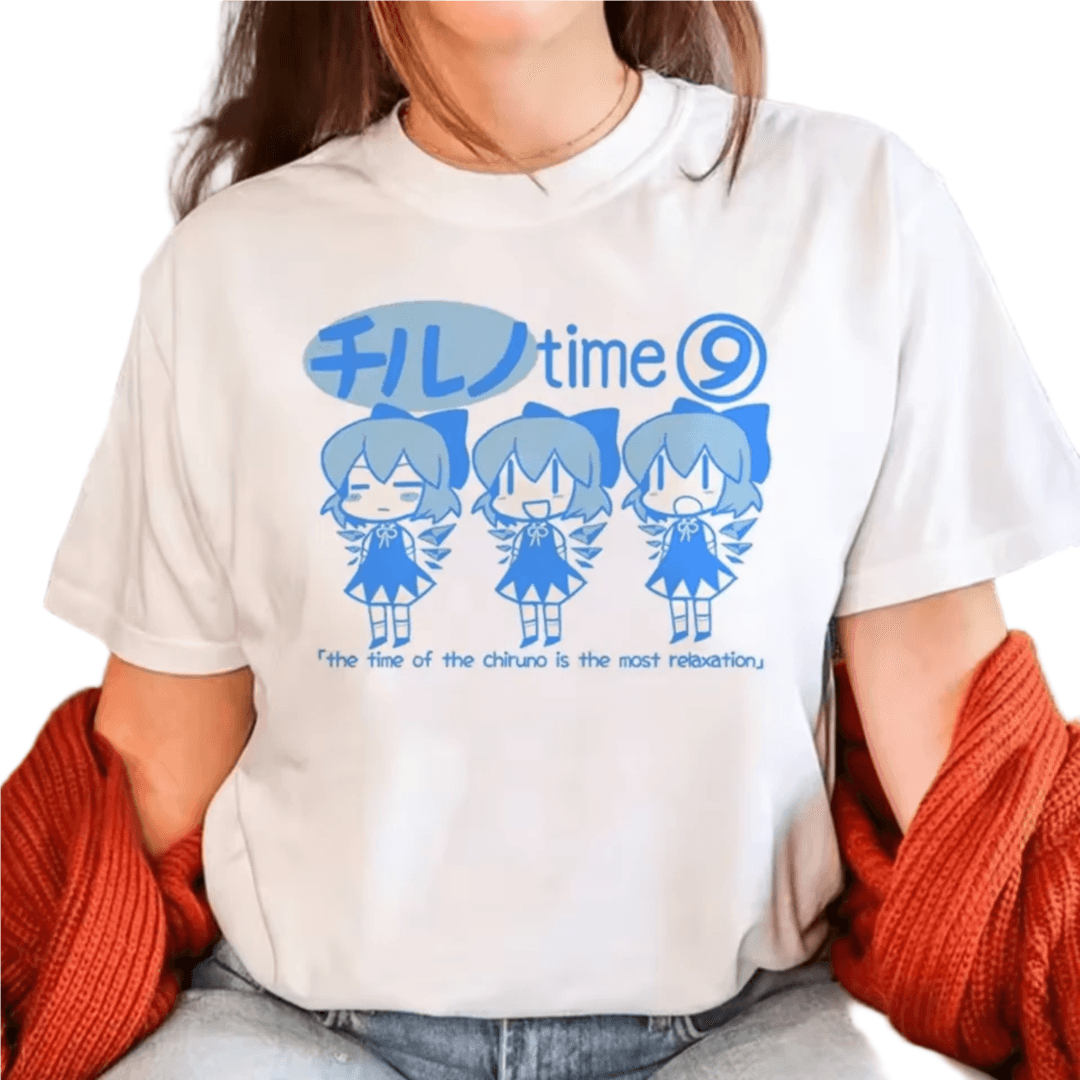 Anime Touhou Project Cirno Printed White T-Shirt