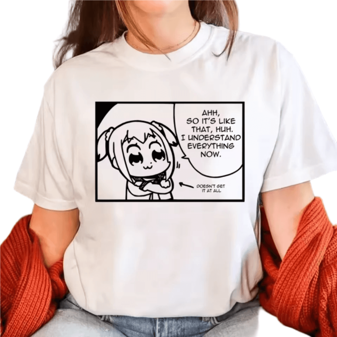 Anime Popuko Printed White T-Shirt