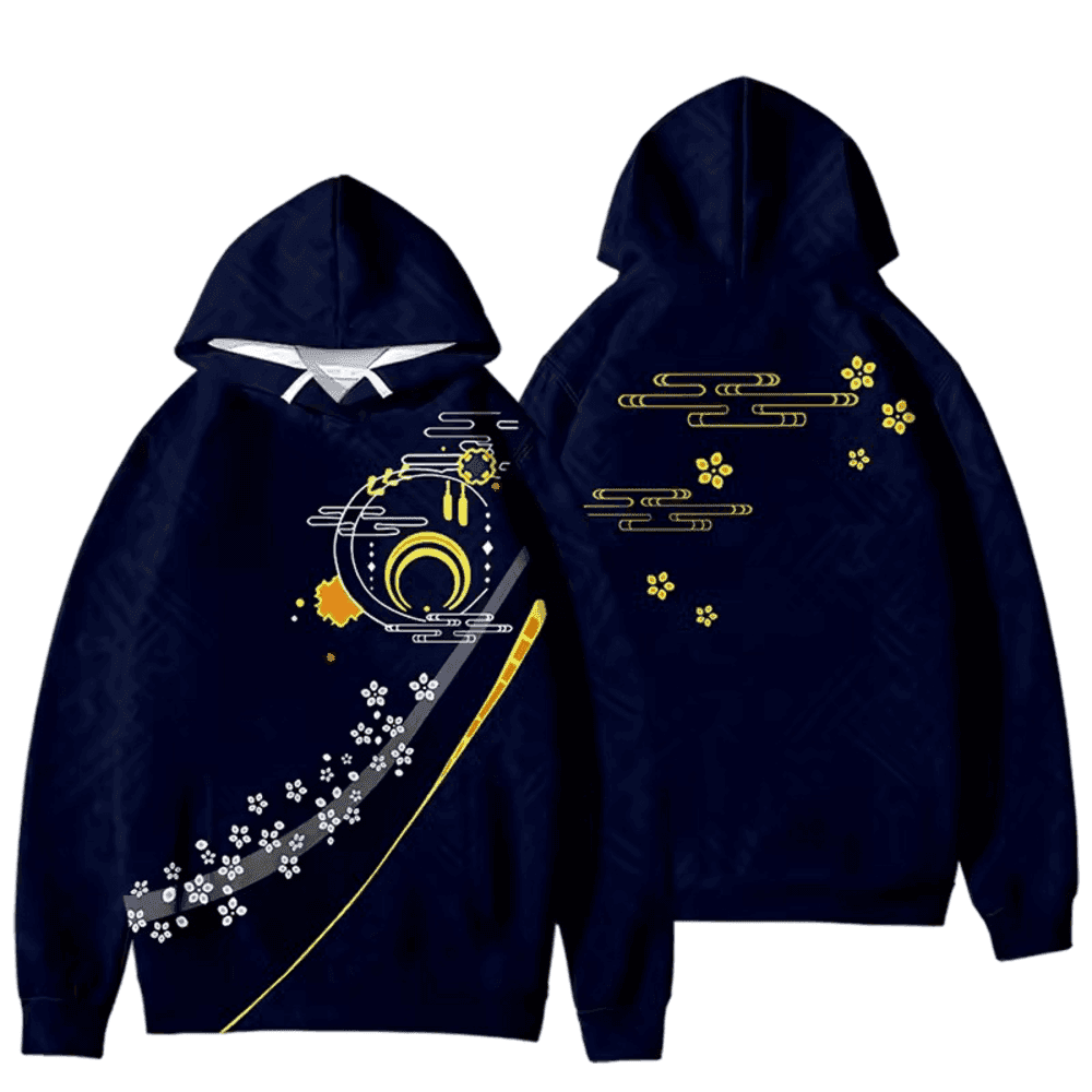 Anime Touken Ranbu Mikazuki Munechika 3D Printed Navy Blue Hoodie