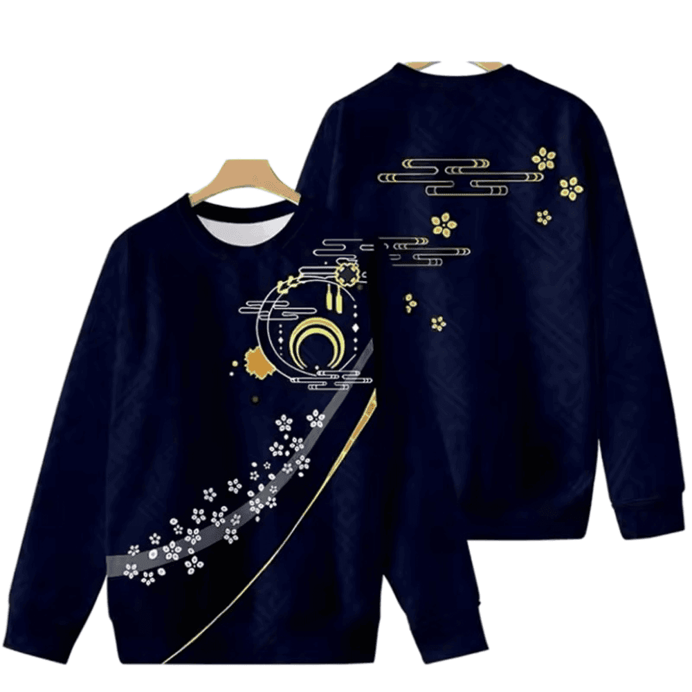 Anime Touken Ranbu Mikazuki Munechika 3D Printed Navy Blue T-Shirt