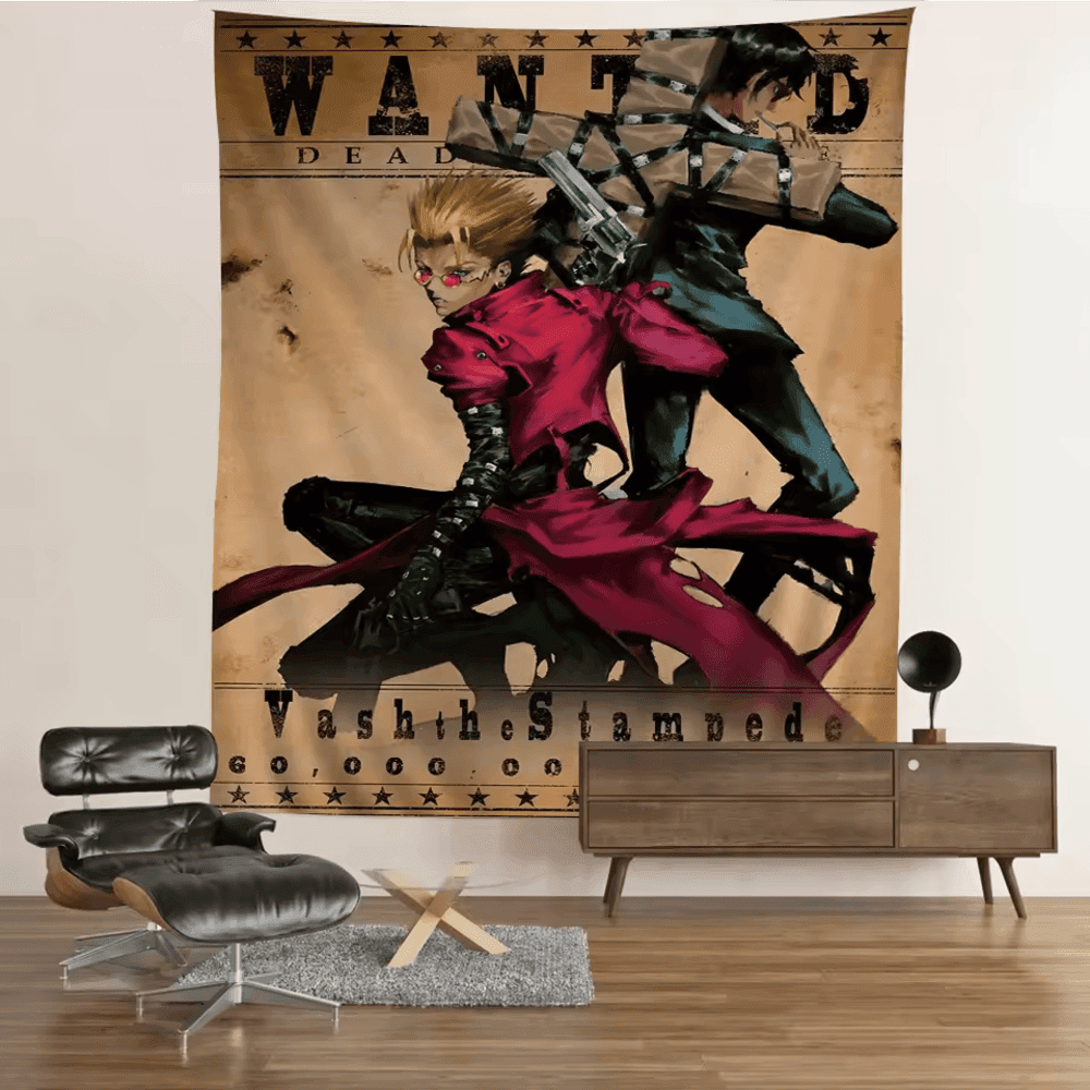 Anime Trigun Vash The Stampede And Nicholas D. Wolfwood Tapestry Wall Hanging