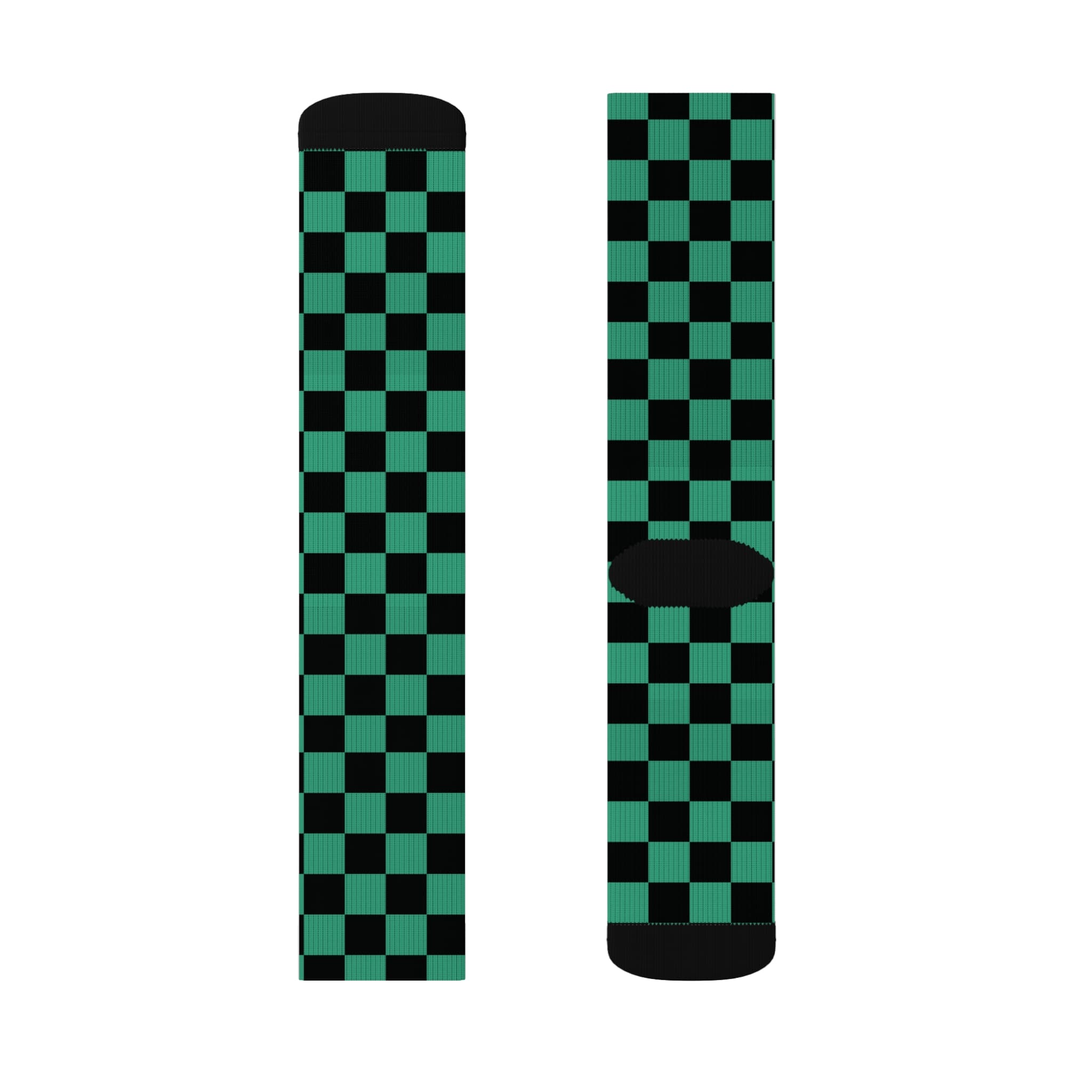 Stylish Checkered Anime Pattern Style Sublimation Socks — detail 1