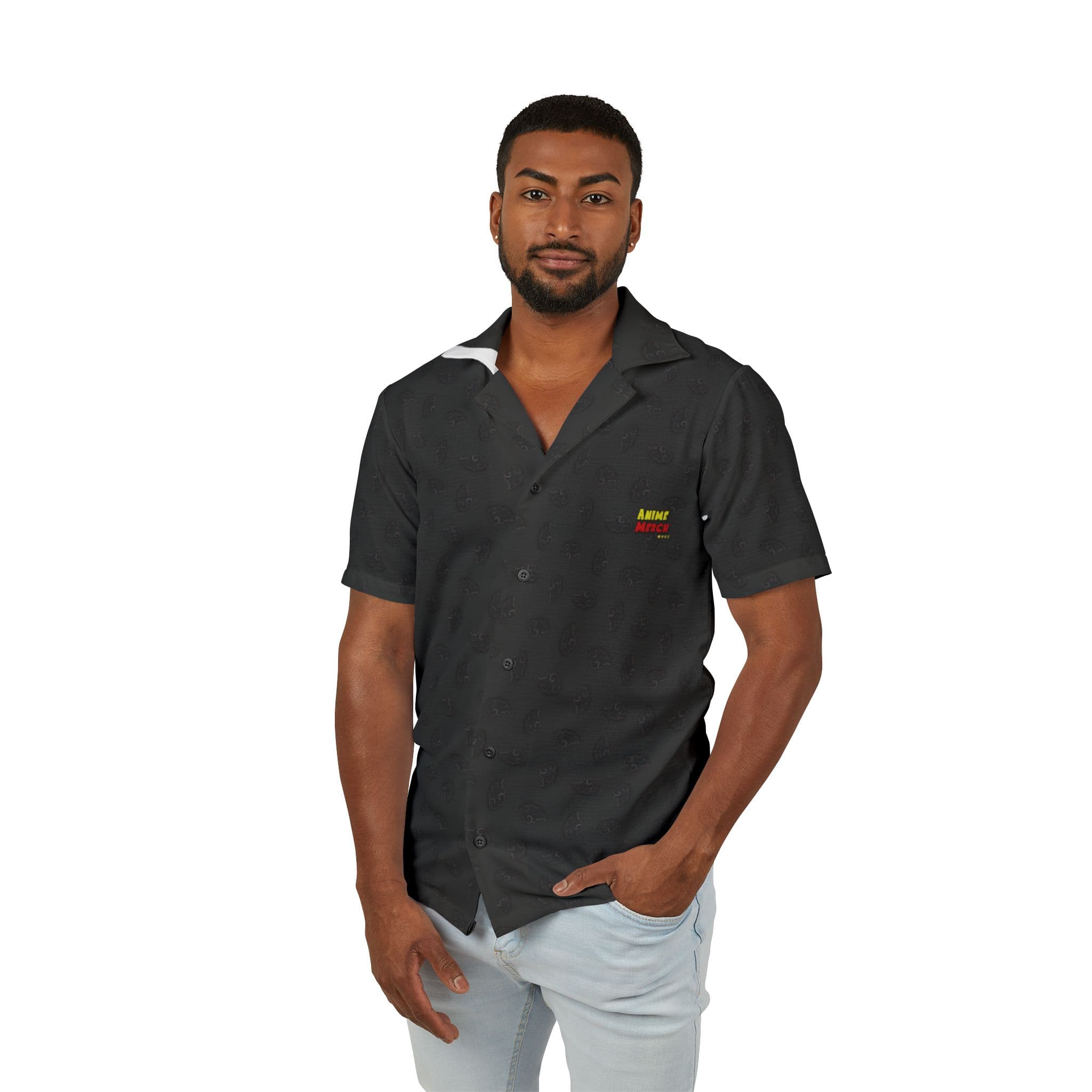 Anime Black Cloud Pattern Style Hawaiian Camp Shirt — detail 2