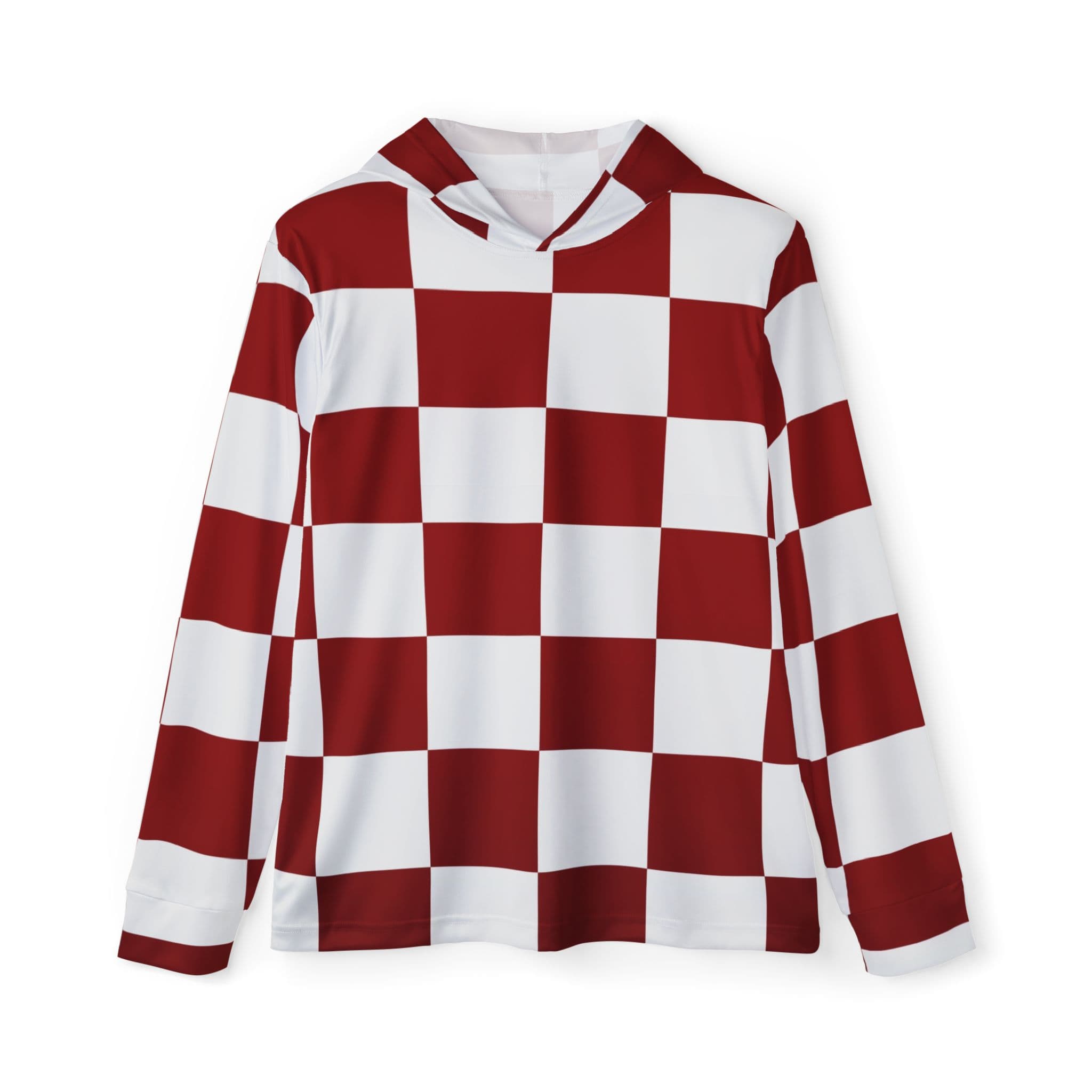 Anime Style Red Checkerboard Pattern Athletic Hoodie
