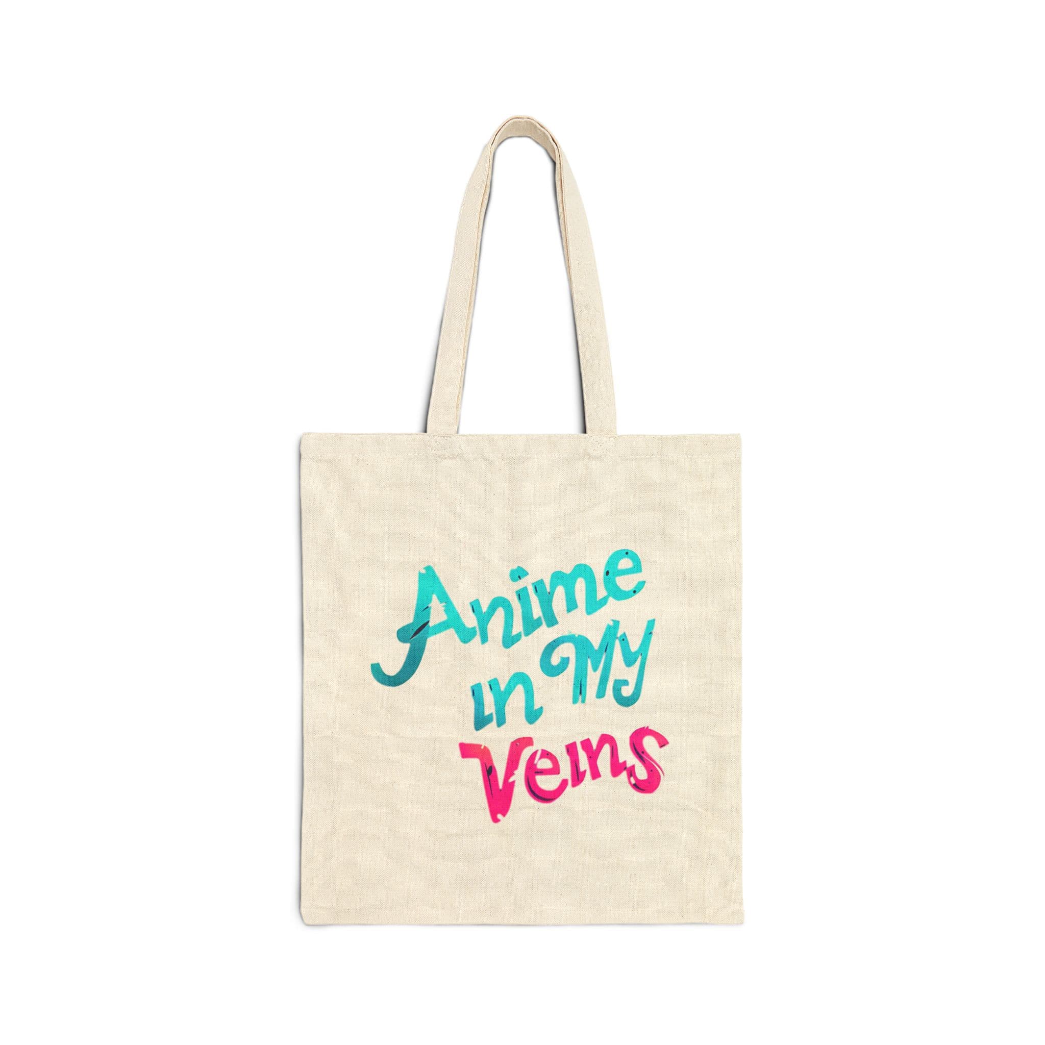 Anime in My Veins Tote Bag, Cotton Canvas Bag for Students, Anime Lover Gift, Eco-Friendly Shopping Bag, Cute Reusable Tote
