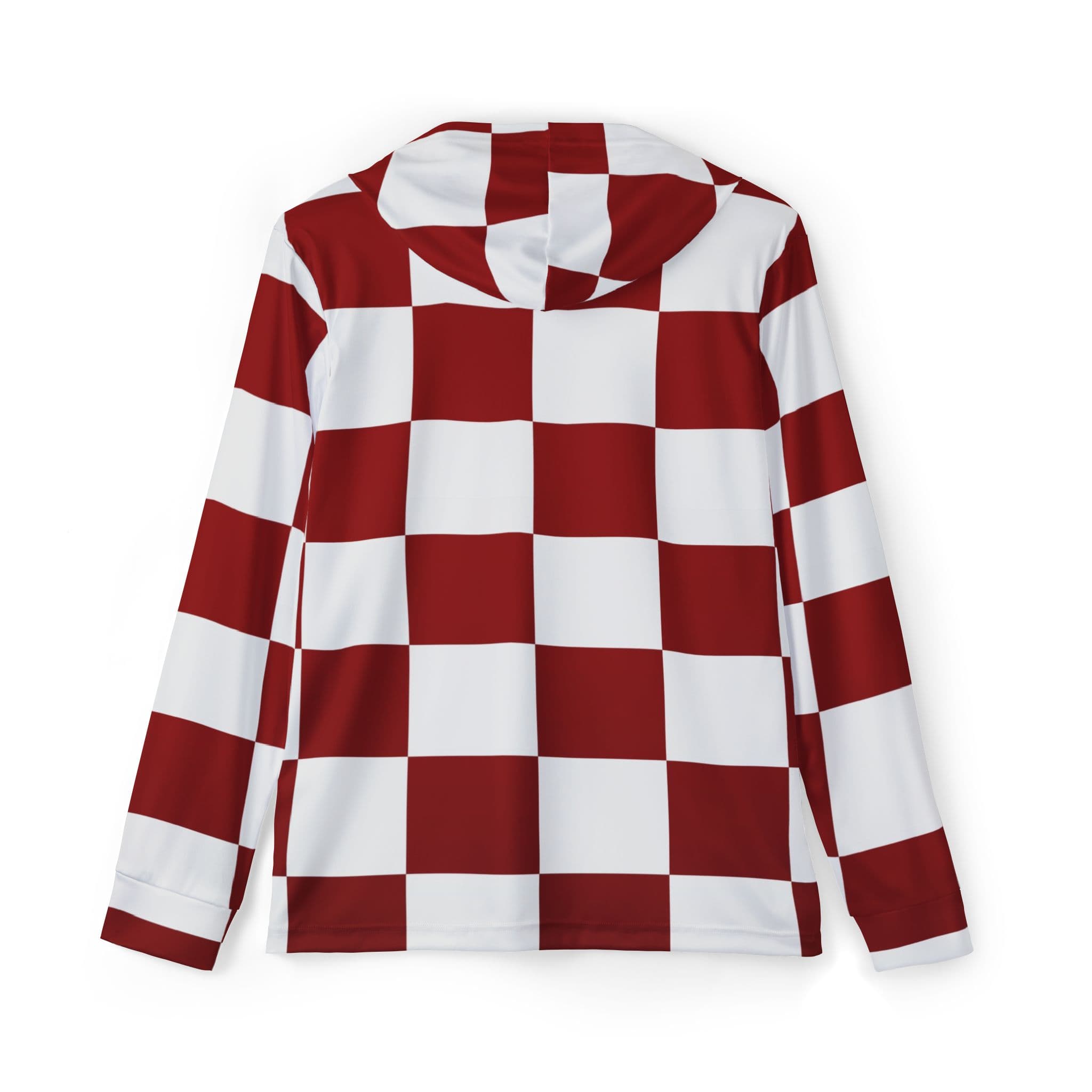 Anime Style Red Checkerboard Pattern Athletic Hoodie — detail 1