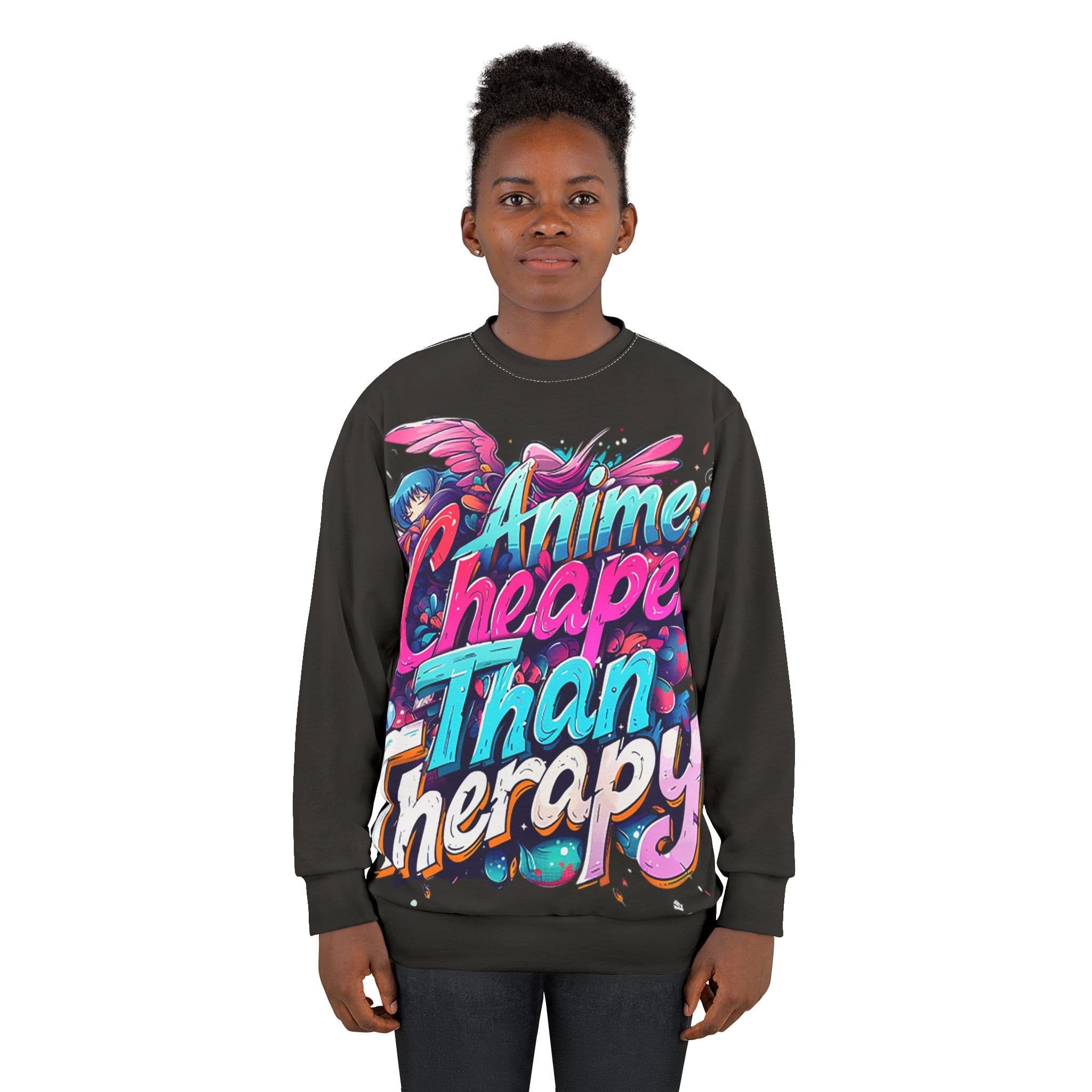Anime Therapy Sweatshirt - Anime Cheaper Than Therapy — detail 1