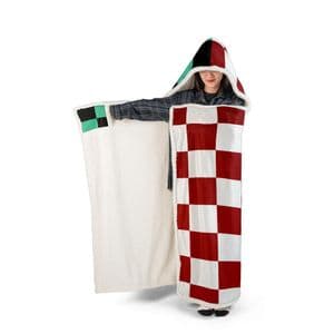 Dual Flame Check – Anime Merch Hooded Blanket — detail 1